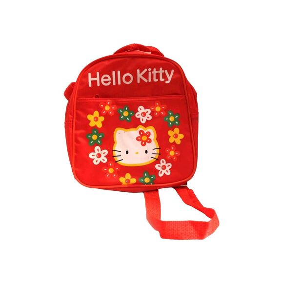 Hello Kitty Childs Backpack Small Lightweight Red Vinyl - Picture 2 of 3